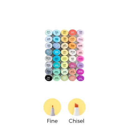 Εικόνα της Ohuhu Oahu 40 Colors Dual Tips Alcohol Art Markers, Fine & Chisel