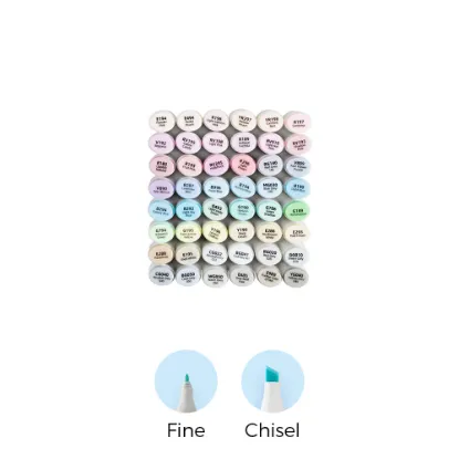 Εικόνα της Ohuhu Oahu 48 Pastel Colors Dual Tips Alcohol Art Markers, Fine & Chisel