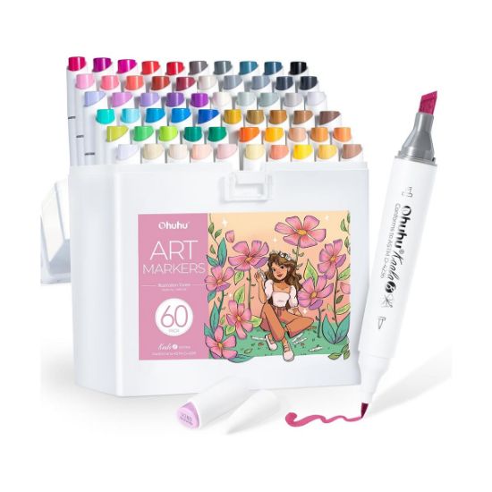 Εικόνα της Ohuhu Kaala Alcohol Markers Σετ 60 Χρωμάτων Slim Chisel & Mini Brush