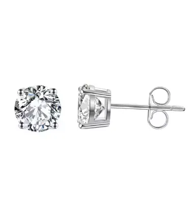 Εικόνα της Σκουλαρίκια ασήμι S925 με zircon στρόγγυλα