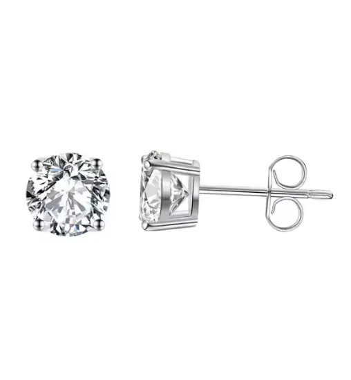 Εικόνα της Σκουλαρίκια ασήμι S925 με zircon στρόγγυλα