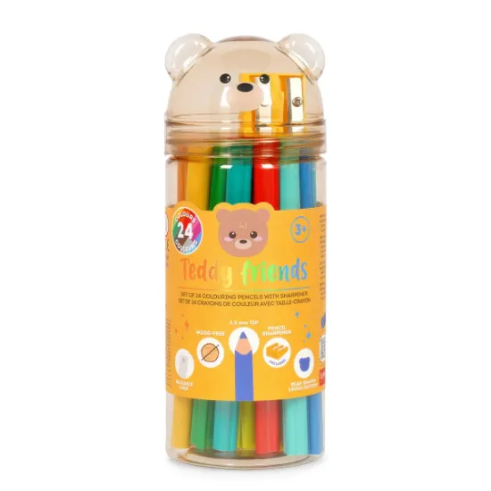Εικόνα της Set of 24 Colouring Pencil with Sharpener - Teddy Friends