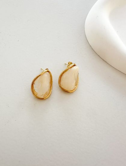 Εικόνα της Beige Crystal Earrings